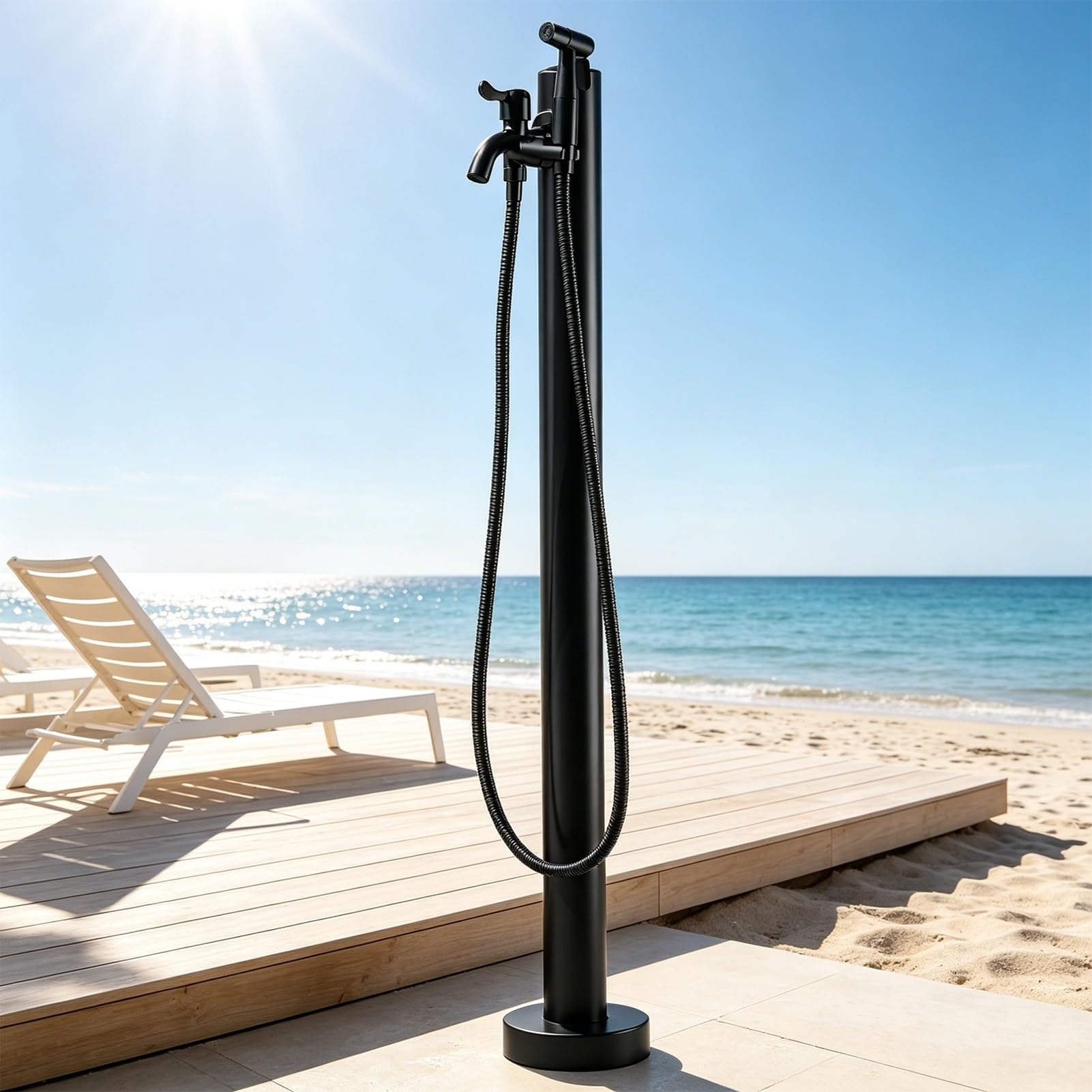 Lonmrrton C Vertical Garden Water Tap Stand, Outdoor Faucet Water Olumn 304 Stainless Steel Floor Mounted Yard Hydrant For Villa Ourtyard Deck Poolside(,Height: 60Cm/23.6In)