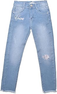 بناتي بنطلون جينز ستيل 8 سنوات ازرق فاتح، للفتيات