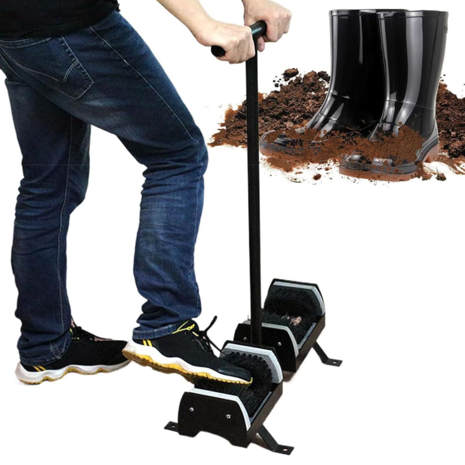 Stiefelschaberbürste, doppelseitige Schuhschrubber Reinigungsbürste mit Griff, Outdoor Boot und Schuhreiniger
