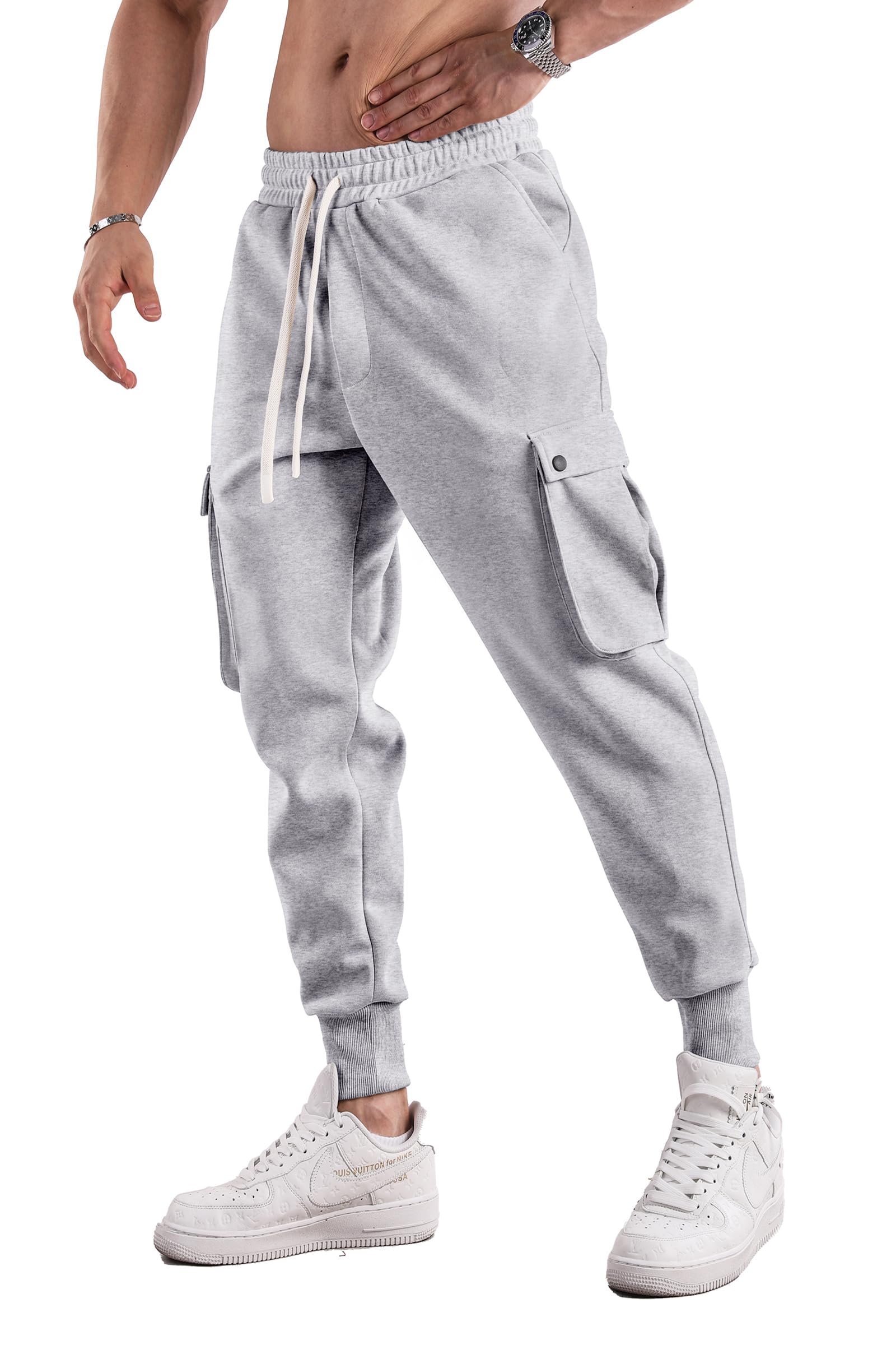 MAIKANONGMens Joggers for Workout Athletic Running Slim Fit Sweatpants with Cargo Pockets