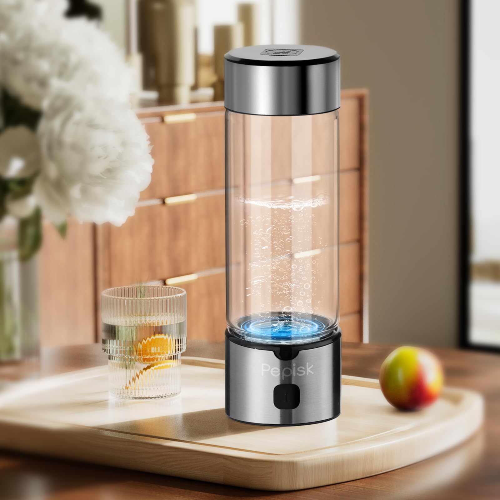 Wasserstoff-Wassergenerator-Flaschen, hydrierte Wasserflasche mit SPE-PEM-Technologie bis zu 2200 PPB, 460 ml Wasserstoff-Wasserflaschengenerator für Zuhause, Büro und Reisen, zertifizierter H2
