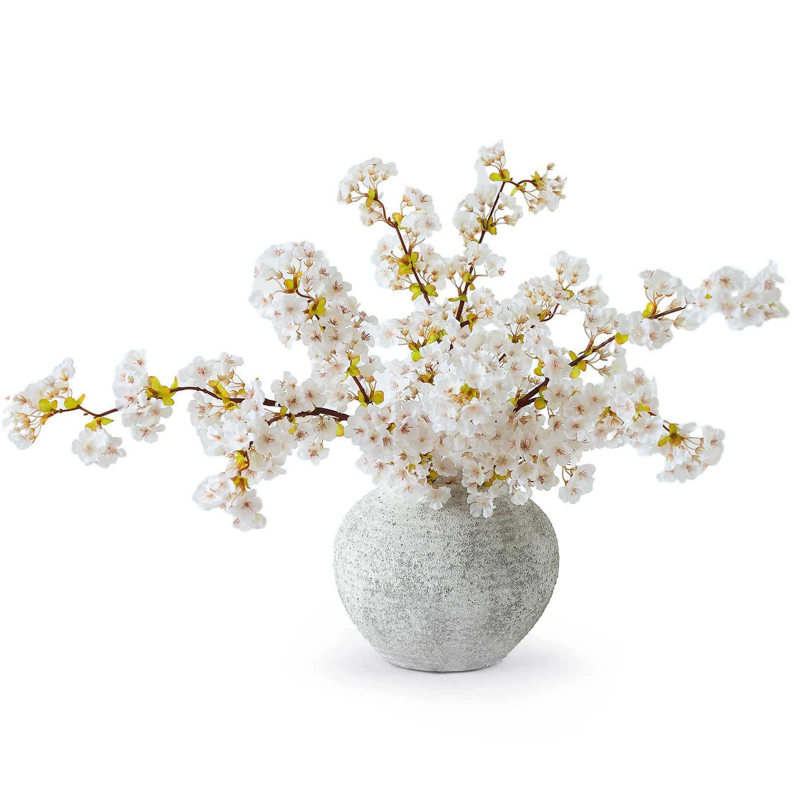 mizii 3Pcs Artificial White Cherry Blossom Branches 40" Fake Silk Cherry Blossoms Flowers with Long Stem for Wedding Decorations Table Centerpieces