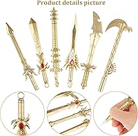 Vista 4 de 24-Piece Ancient Sword Shape Gel Ink Pens Set - Fun Novelty Pens in Black Ink, Plastic Material for School, Office, Writing, Birthday Party