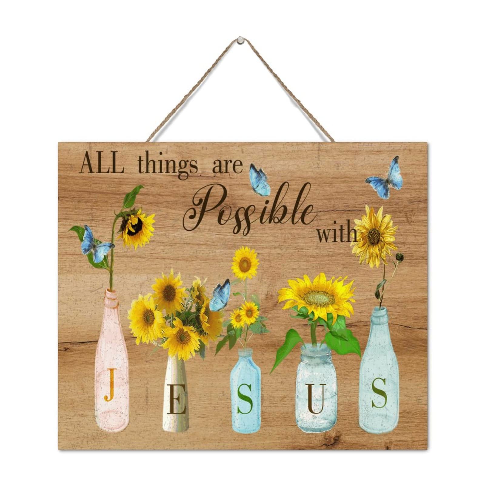 Verset de la Bible en bois suspendre : décoration chrétienne 25x30 cm intérieur