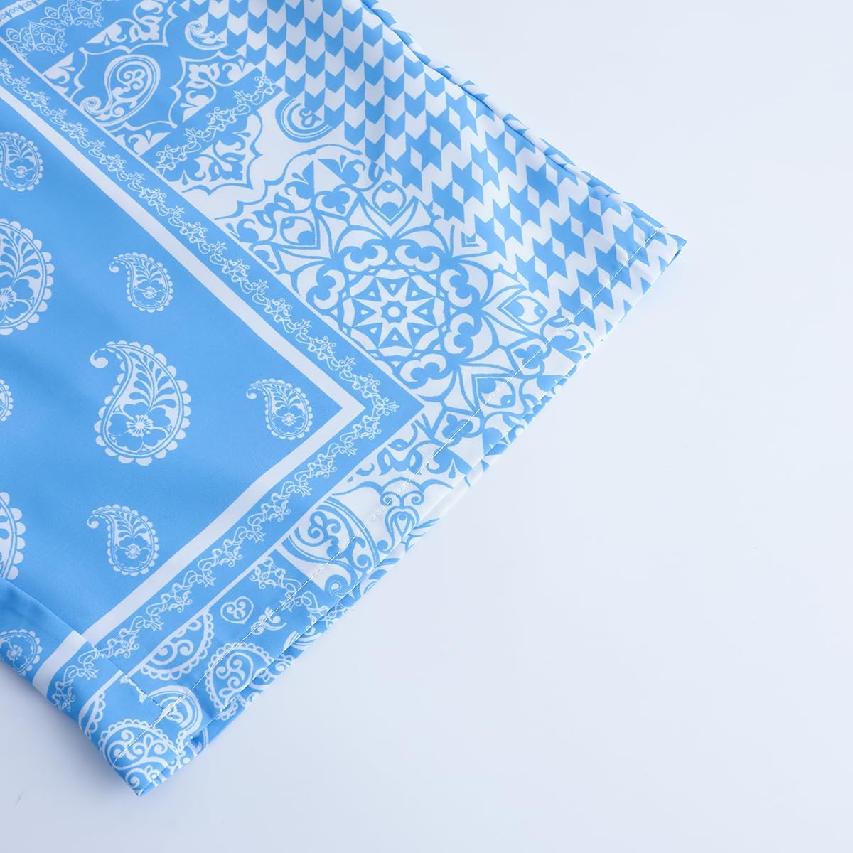 Men's Summer Paisley Shorts Graphic Bandana Print Boho Beach Lightweight Drawstring Shorts with Pockets - Image 5