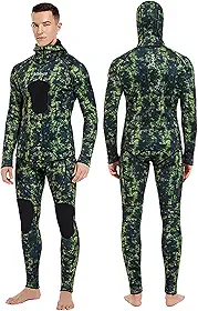 Roupa de mergulho camuflagem 3mm Neoprene 2 Peças Quente Com Capuz Masculino Wetsuit Caça Submarina