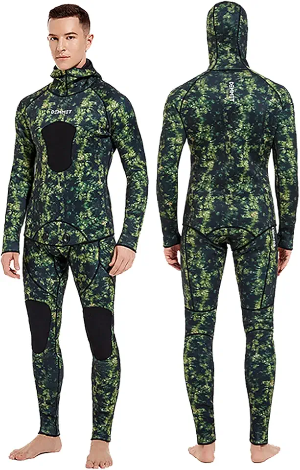 Roupa de mergulho camuflagem 3mm Neoprene 2 Peças Quente Com Capuz Masculino Wetsuit Caça Submarina