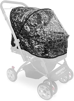 WONDERFOLD Stroller Rain Cover Made with Lightweight Transparent Sheet Featuring Small Ventilation Holes and Hook and Loop Closure Entrance for Easy Access Pet Stroller, One Size