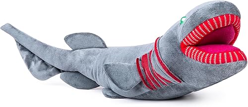 Miniatura 2 de lilizzhoumax Peluche de tiburón con volantes, juguete de peluche de simulación gris oscuro de 20 pulgadas, almohada de regalo para niños y niñas,