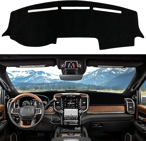 Funda para tablero personalizada Compatible con Dodge Ram 1500 2019-2023 Antideslizante Decoración interior Protector de rayos UV y resplandor para