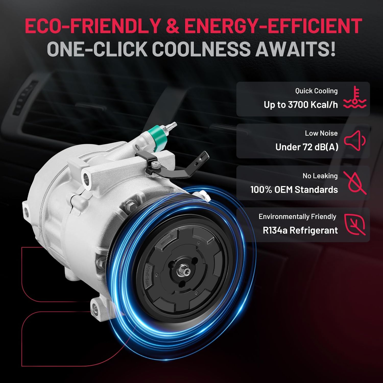 BDFHYK 197383 Air Conditioning A/C Compressor with Clutch Compatible with Hyundai Elantra 2014-2017, Compatible with Kia Forte, Forte Koup, Forte5 14-16, Soul 2014-2019, Replacement 198383