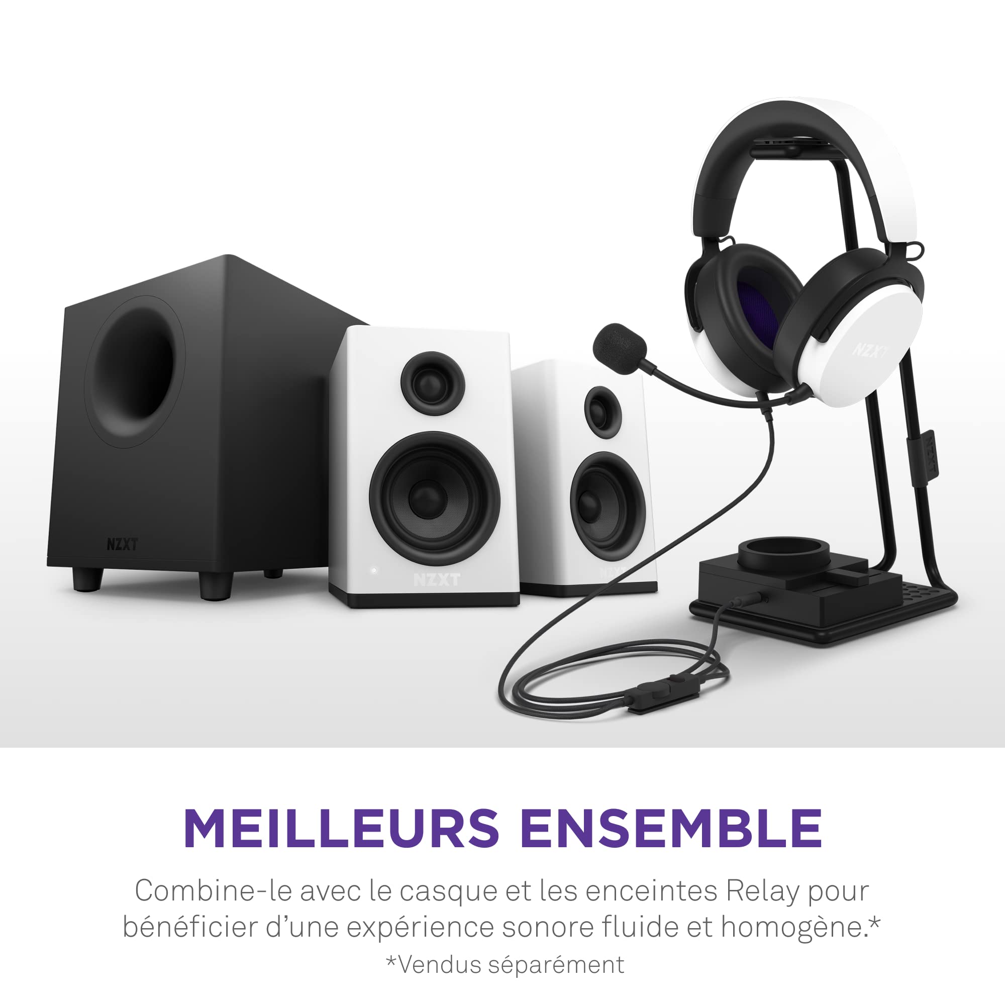 NZXT Relay SwitchMix - Support de Casque PC Gaming & mixeur Audio - AP-USMSM-B1 - Noir - Bascule Rapide du Son Entre Le Casque et Les Enceintes - Mixeur de qualité Studio - DTS 7.1