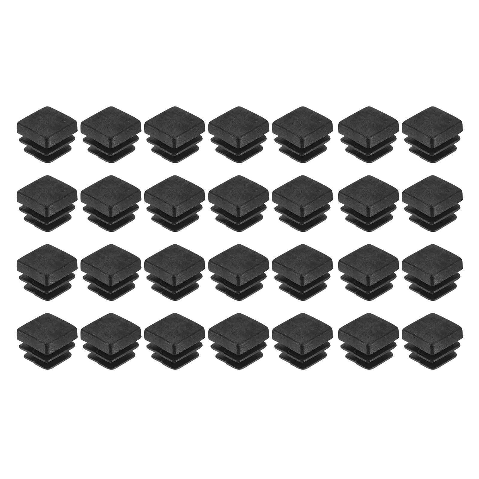 uxcell 28Pcs Square Plastic Plugs, 10 x 10mm/0.39 x 0.39inch PE Pipe Tubing End Caps for 9mm/0.35inch Square Tube Furniture Chair Leg, Black