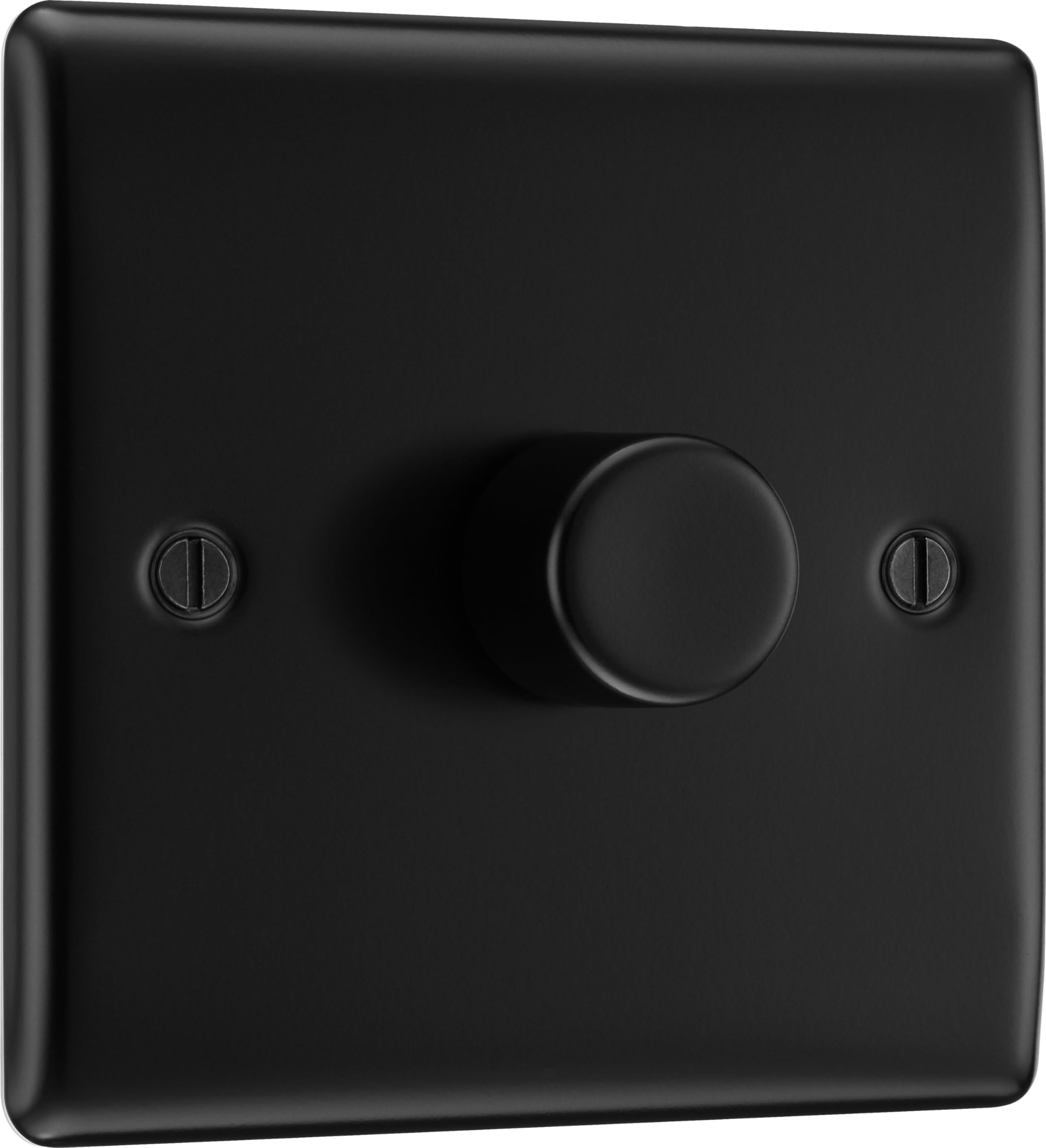 British GeneralNexus Metal Matt Black 200W Single Dimmer Switch, 2-Way Push On or Off, Trailing Edge