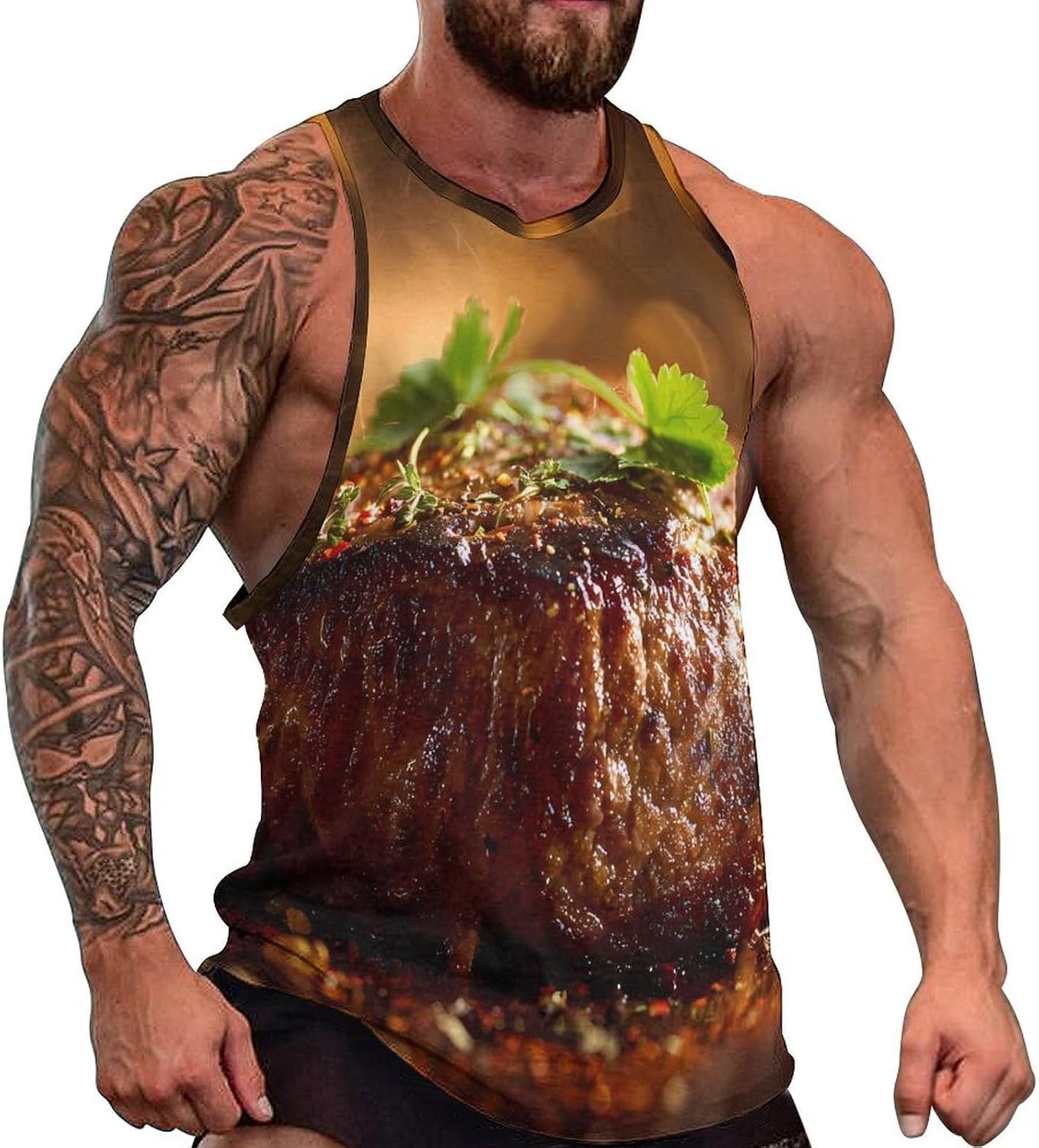 Food Steak Cooking Men Tank Top Workout Shirt Muscle T Shirt 5XL