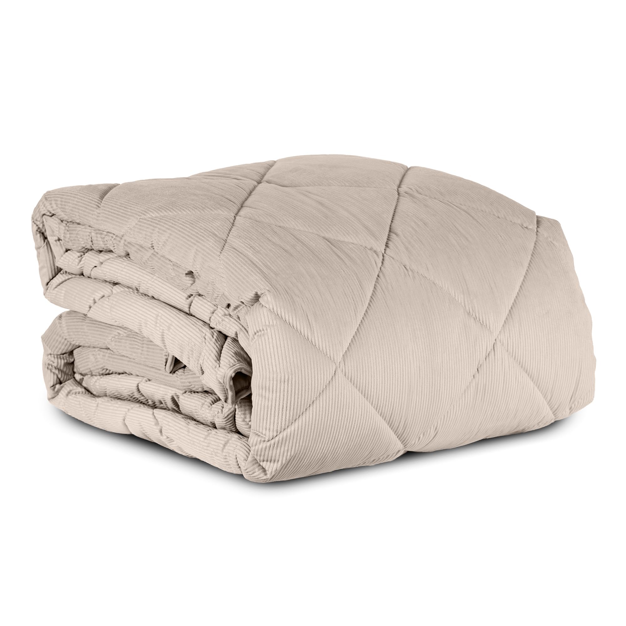 Trapunta Invernale Matrimoniale In Velluto Tinta Unita Con Elegante Lavorazione a Coste Morbida Calda Prodotto Italiano 500 Grammi Piumone Due Piazze - Beigechiaro - Matrimoniale 250x250 cm