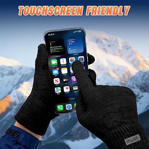 Miniatura 2 de ihuan Guantes térmicos de invierno para hombres y mujeres, guantes táctiles para clima frío para correr, ciclismo, senderismo, conducción