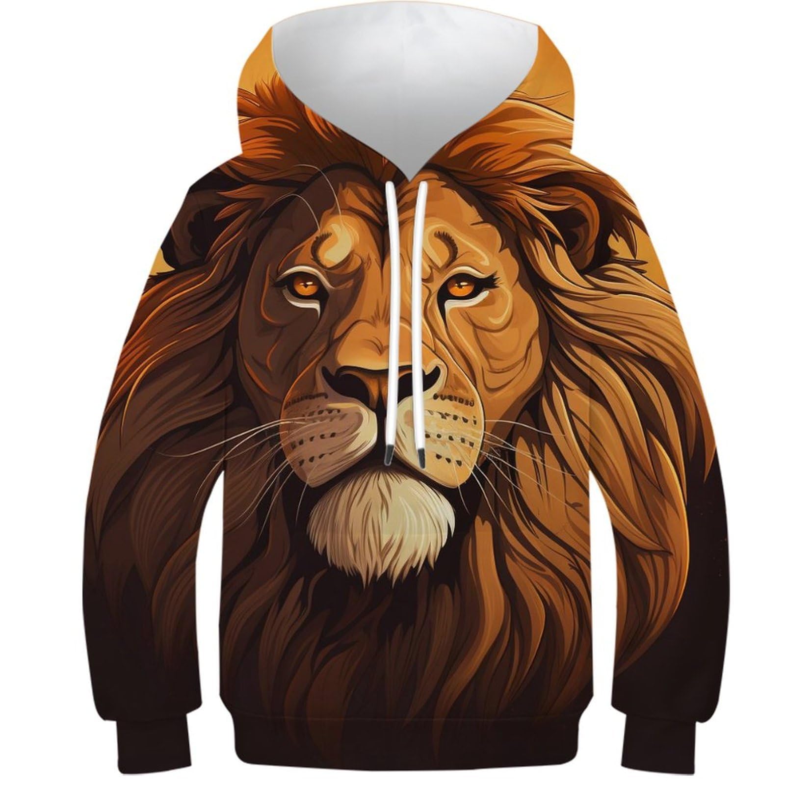 Opcalis Unisex Kids Lion-5 Hoodies Lion 3D Printed Sweatshirts Animals Casual Jumper Long Sleeve Pullover With Pockets 11-13Y