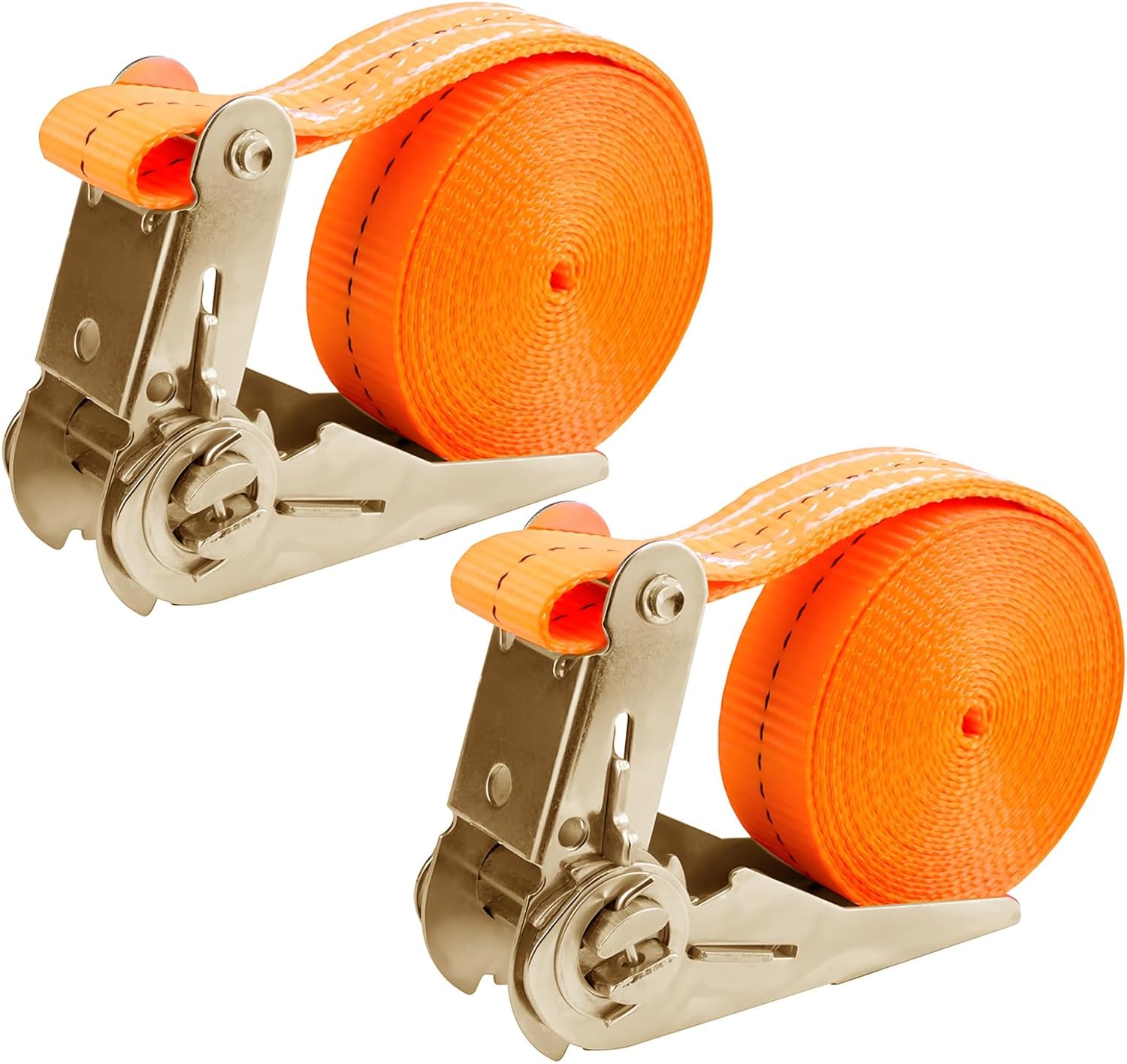 2 Pack 10M x 25mm Orange Ratchet Tie Down Strap with Adjustable Ratchet Strap 1000kg Fixed Load (10m)