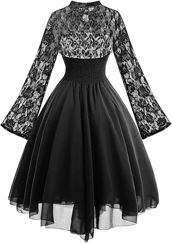 Miniatura 3 de Vestido gótico de manga larga para mujer con corsé de encaje, vestido de cóctel sexy, disfraces de Halloween 2023