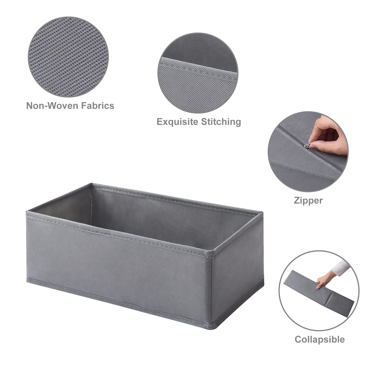 6 Packungen Kommoden-Organizer, Schubladen-Organizer für Kleidung, gewebte Stoff-Kommoden-Schubladen-Organizer, Baby-Kleidungs-Organizer im Schlafzimmer (1 große Zelle)