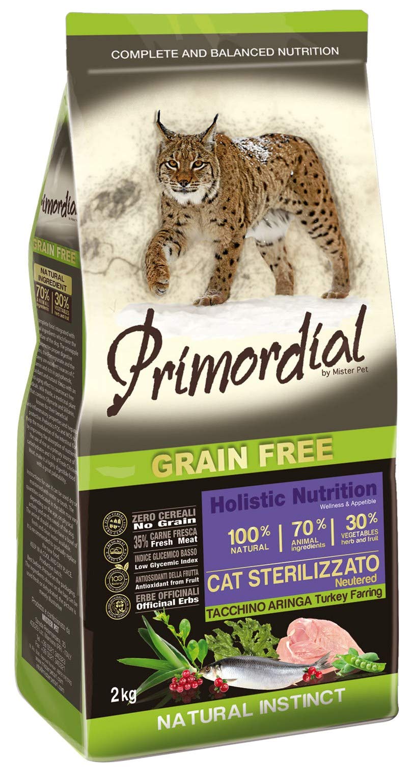 PRIMORDIAL - Croquettes sans céréale pour Chat Stérilisé - 2 kg