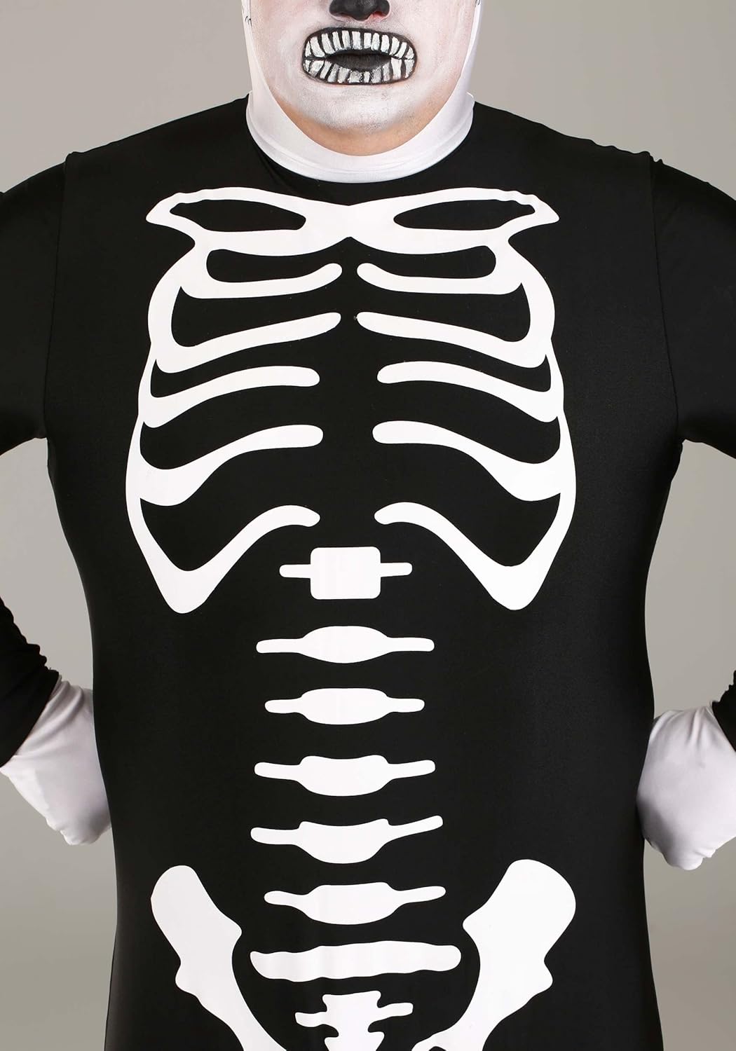 Authentic Plus Size Karate Kid Skeleton Suit | Adult Halloween Costume | Jumpsuit With Hood and Pair of Gloves - Image 3