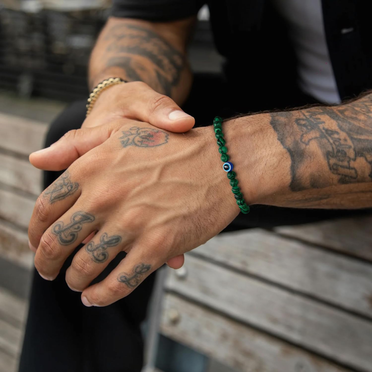 Evil Eye Bracelet 6mm Beaded Bracelets for Men Gift for Birthday/Anniversary/Christmas - Image 3