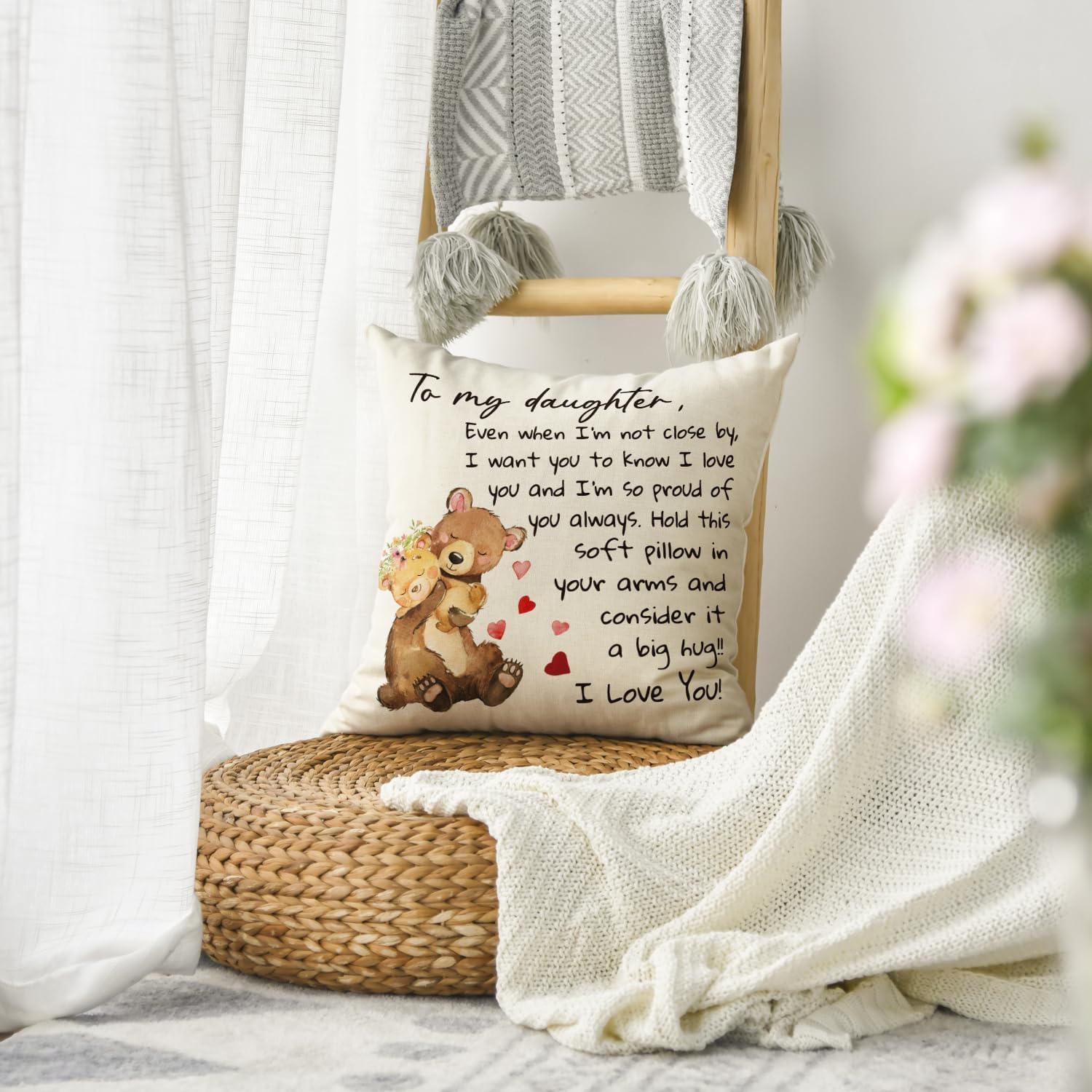 AVOIN colorlife to My Daughter Throw Pillow Cover 20x20 Inch image 4