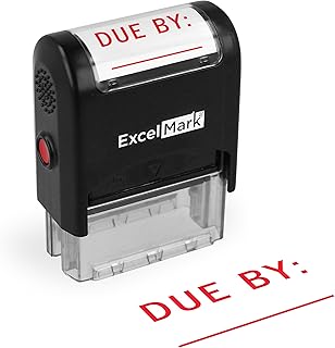 ExcelMark Due by Date - Self-Inking Rubber Stamp - A1539 Red Ink
