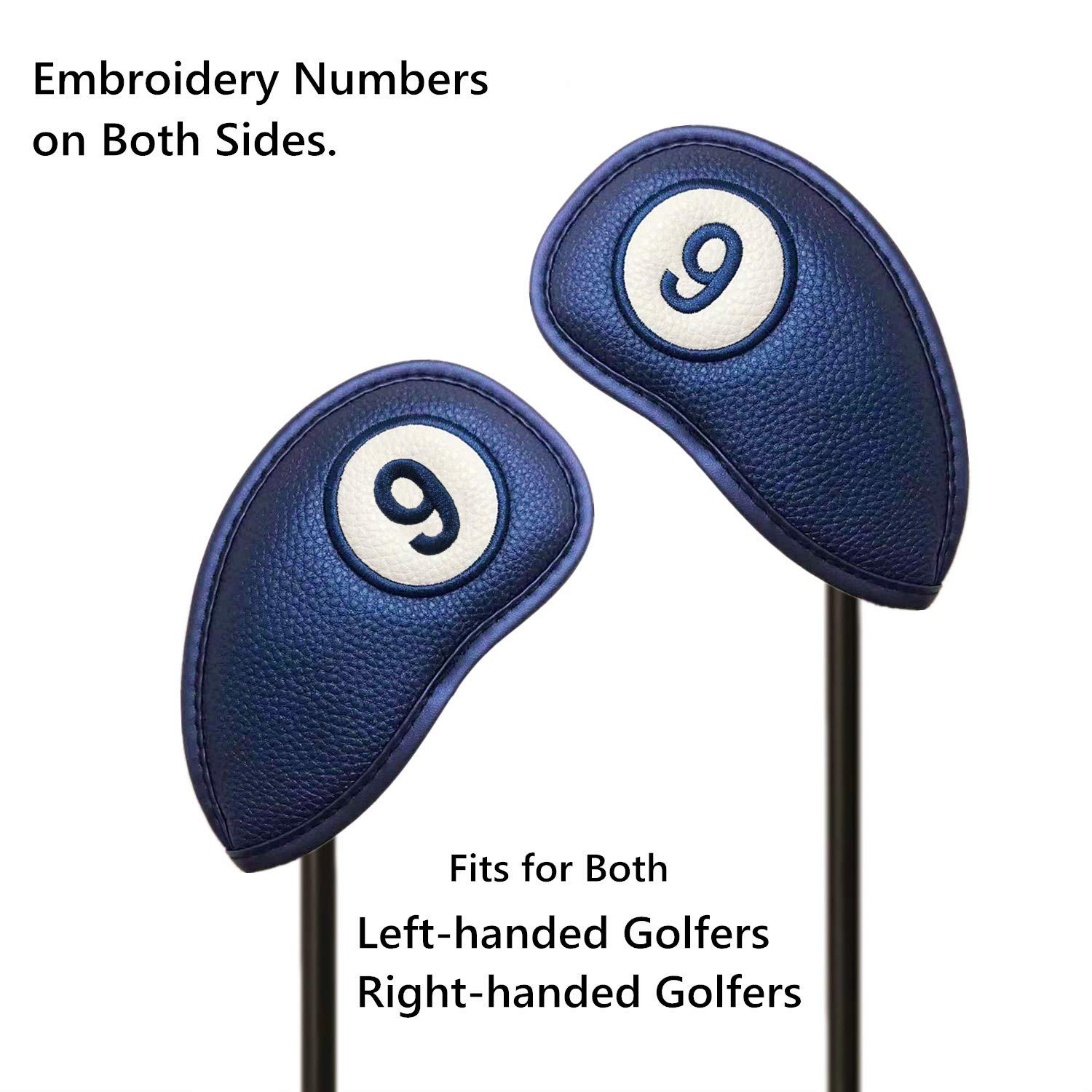 FINGER TEN Couvre Club De Golf Fer Capuchon Protege Housse Protection Fermeture Magnétique Aimant 2 Sides pour Gaucher Droitier Golfeur, Golf Covers Cuir synthétique