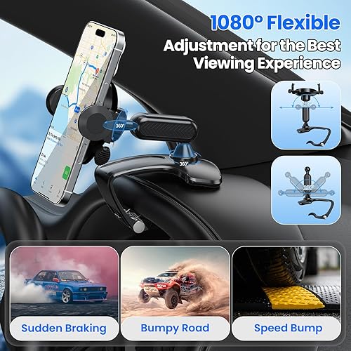 Miniatura 3 de Soporte para teléfono de automóvil, soporte de teléfono para salpicadero, rotación de 360 grados, diseño de clip multifuncional, soporte universal