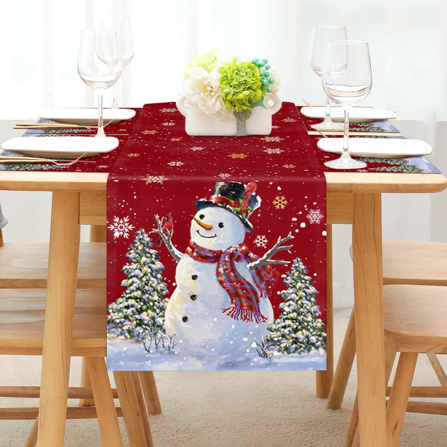 Christmas Table Runner Linen Burlap Table Runners 90 Inches
