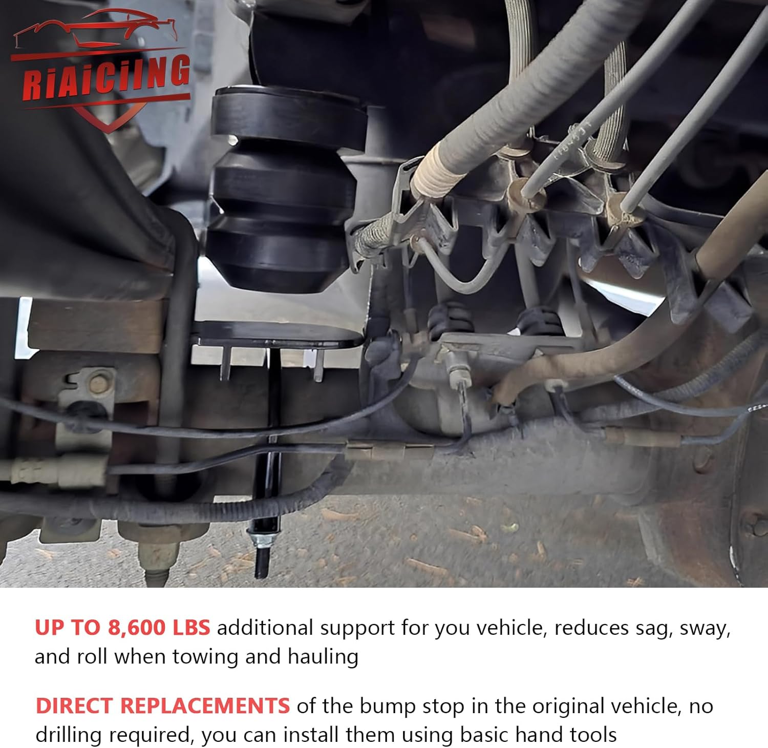 F150 Rear Suspension Enhancement System Compatible with Ford F-150 2WD 4WD 2015-2022 up to 8,600 lbs Rubber Helper Spring Kit