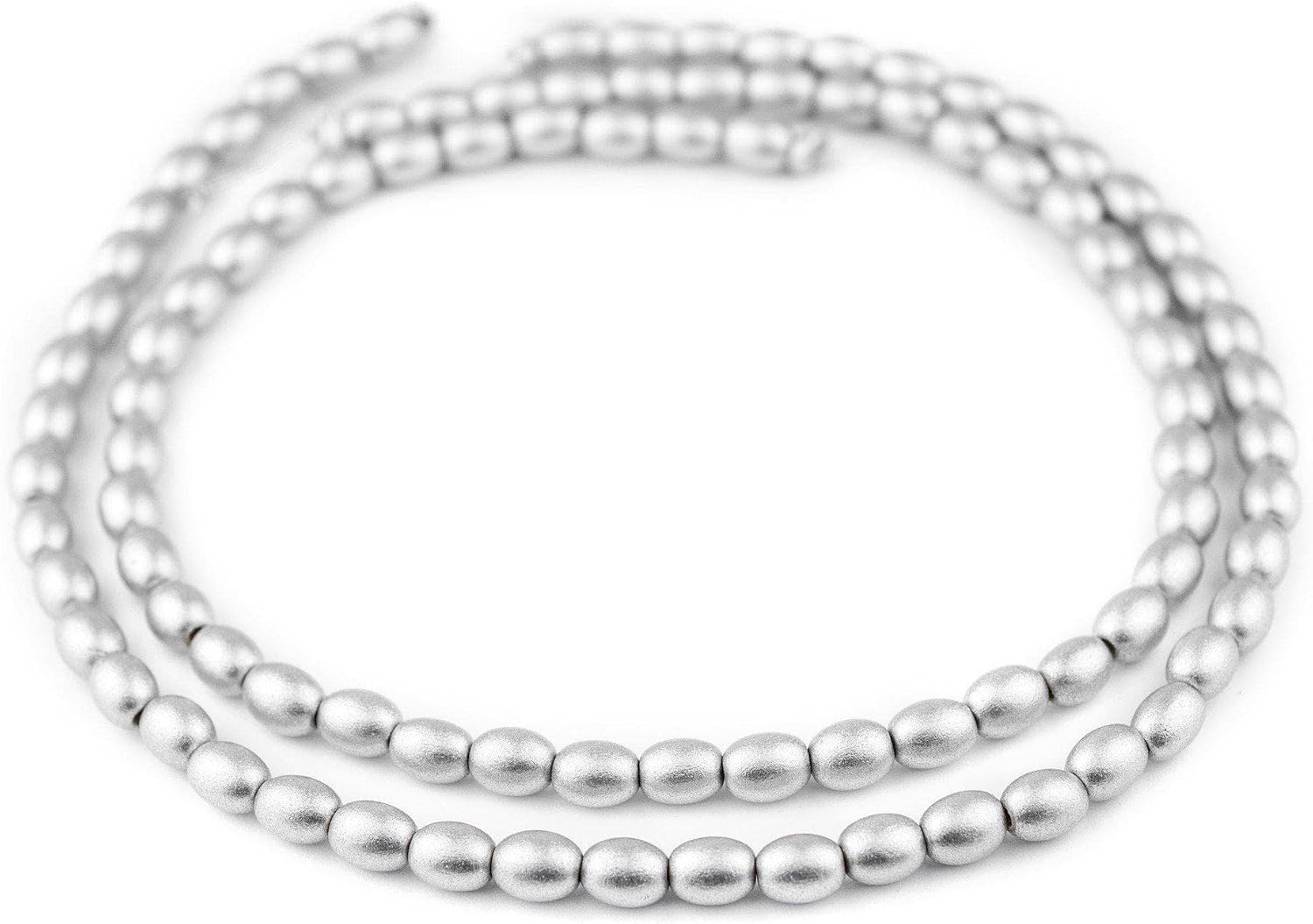The Bead Chest Silver Oval Natural Wood Beads (9x6mm): Organic Eco-Friendly Wooden Bead Strand for DIY Jewelry, Crafts, Necklace and Bracelet Making
