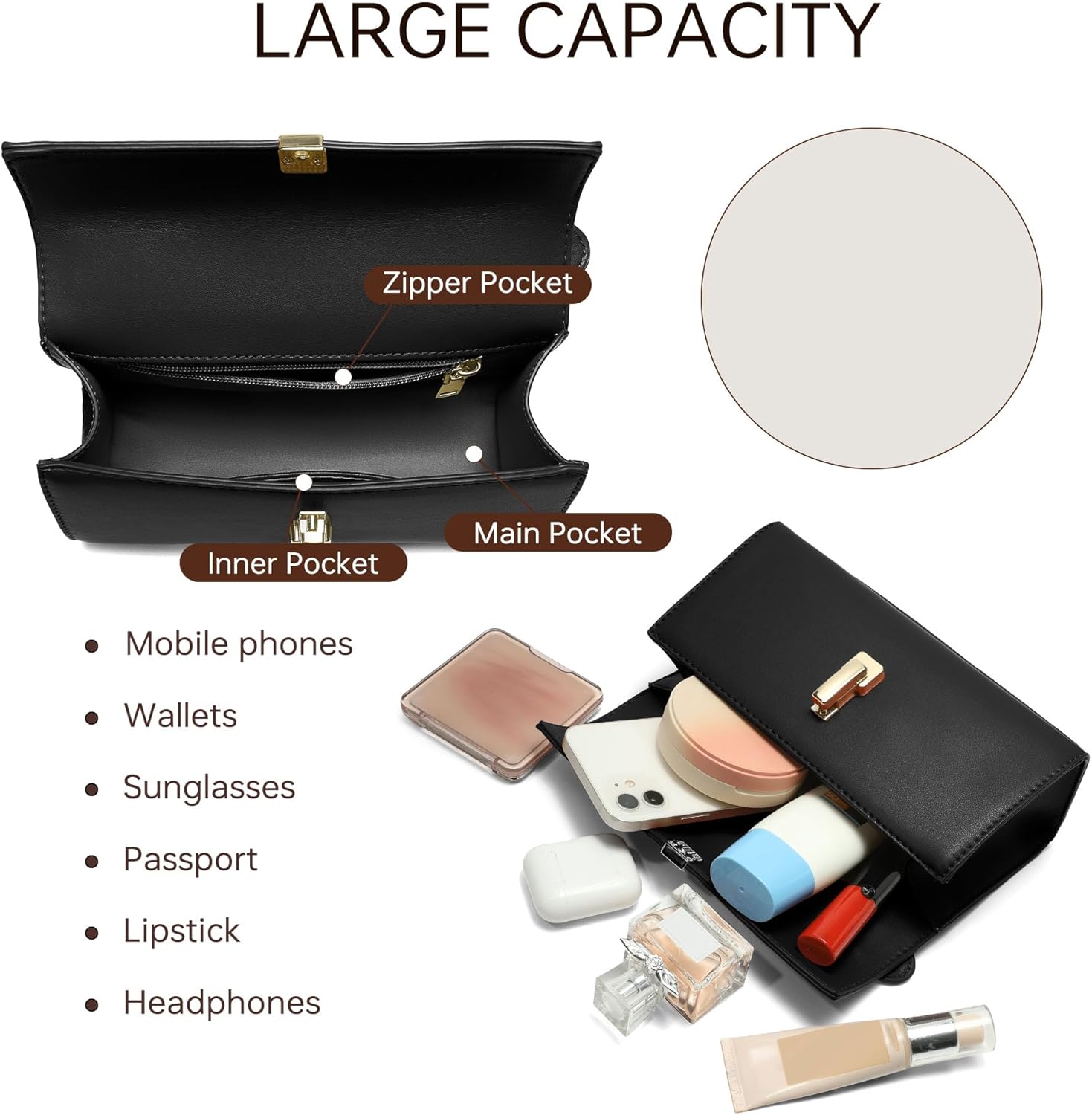 Vintage Shoulder Bag for Women - Leather Top Handle Evening Bag Clutch Purses with Adjustable Strap