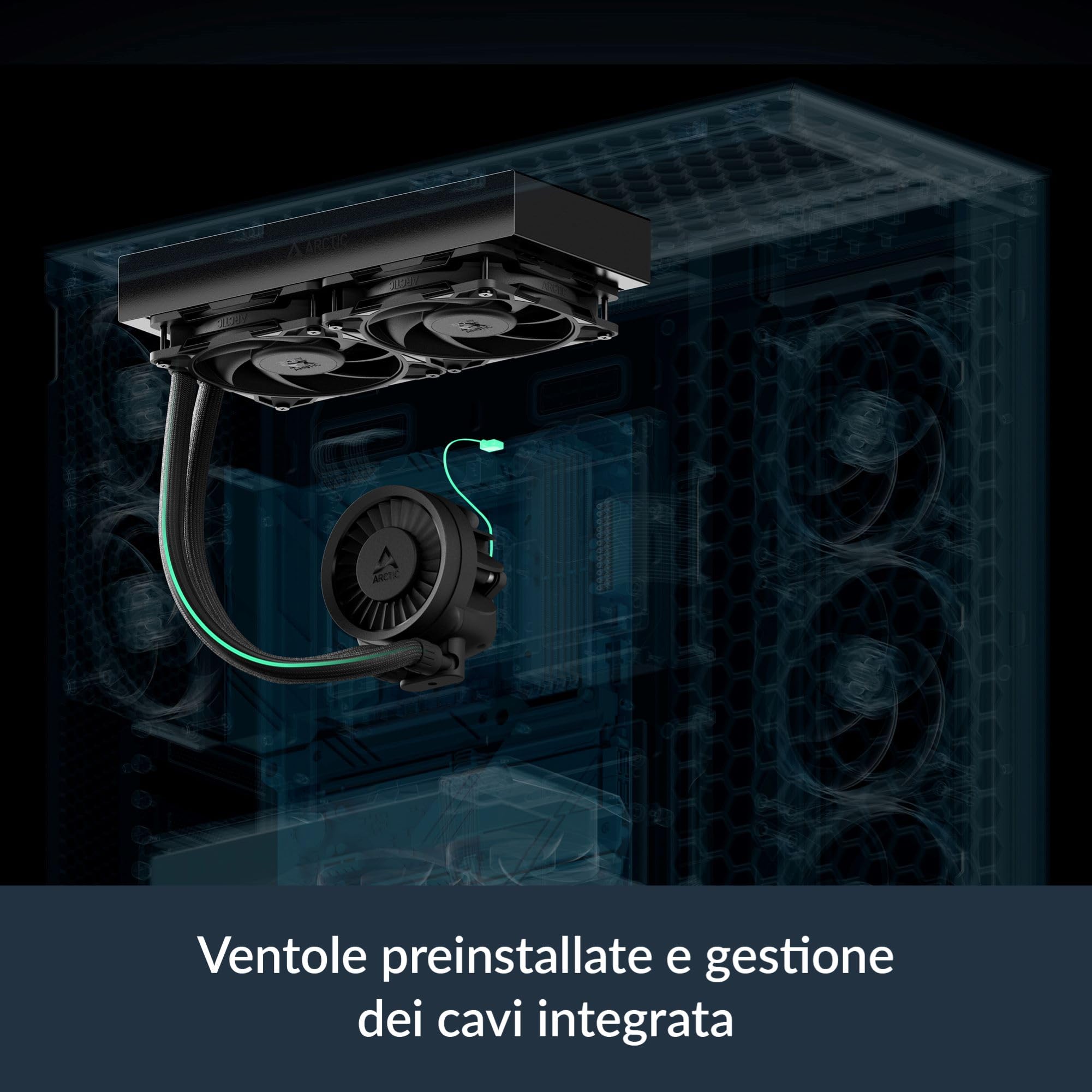 ARCTIC Liquid Freezer III Pro 280 - Dissipatore AIO per CPU, 2 x 140 mm Raffreddamento a Liquido, Radiatore da 38 mm, Pompa PWM, Ventola VRM, AM5/AM4, Intel LGA1851/1700 Telaio di Contatto - Nero