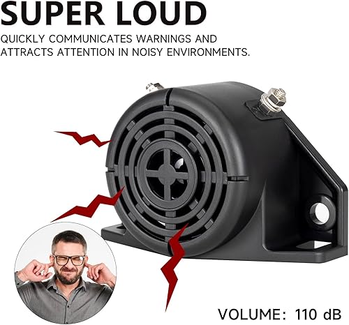 Miniatura 10 de Alarma de advertencia de respaldo para camión, automóvil, automóvil, comercial, 110dB, 12-48 V, resistente de respaldo, aviso inverso