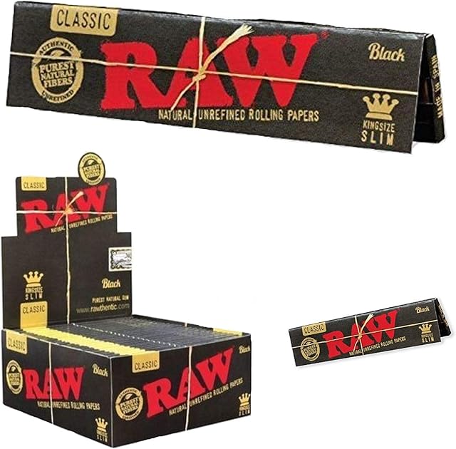SMO King X RAW Classic Black King Size Slim Rolling Papers (1 Box 50 - Books)