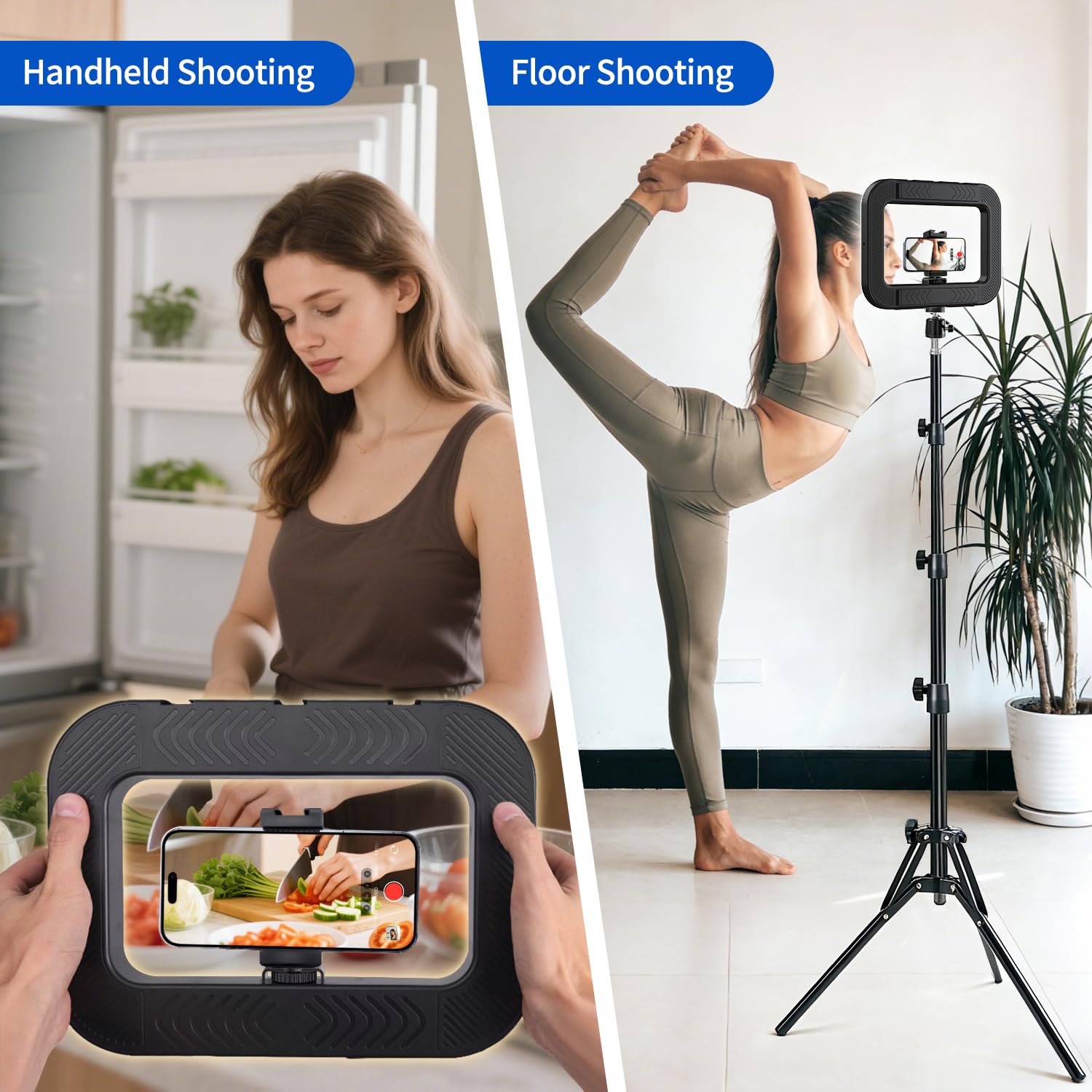yAyusi iPhone Selfie-Ringlicht-Stativ, 185 cm ausziehbarer Selfie-Stick mit Licht, dimmbarem Ringlicht, inklusive Handyhalterung und Basis, geeignet für Videoaufnahmen/Live-Streaming