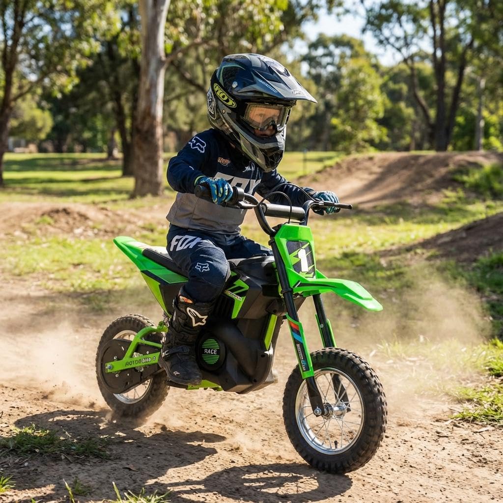24V Electric Dirt Bike for Kids - 13.6MPH Fast Speed Motorcycle for Kids with 250w Motor and Air-Filled Tires