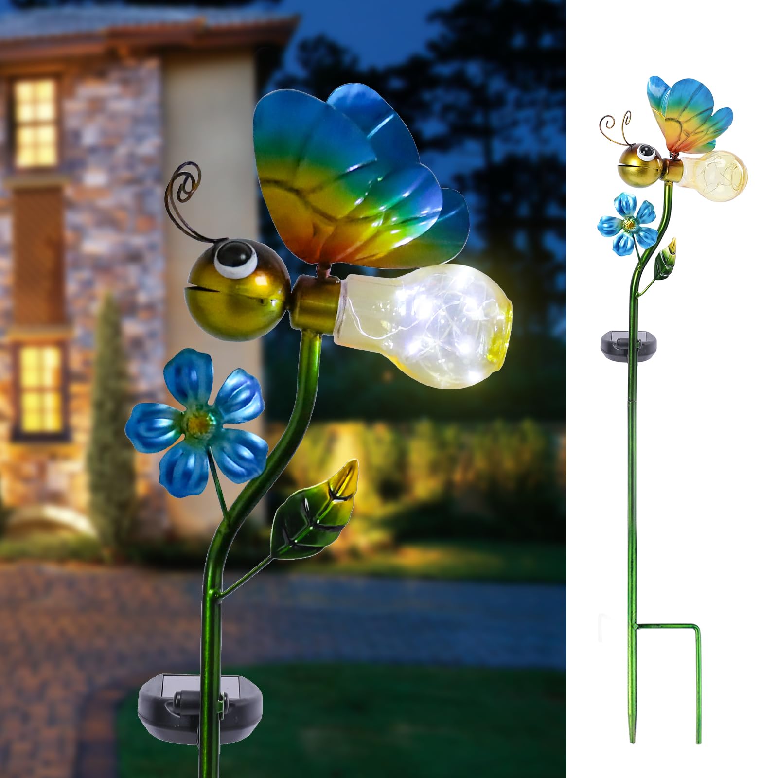 Bshine Solar Bee Outdoor Garden Decorative Lights Waterproof Metal Stake Solar LED Lights Garden Decor Backyard Pathway Path