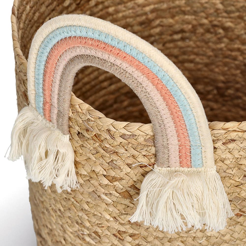 Zeller 14483 Rainbow - Cesta de almacenaje (algodón, 35 x 34 cm), diseño de arcoíris