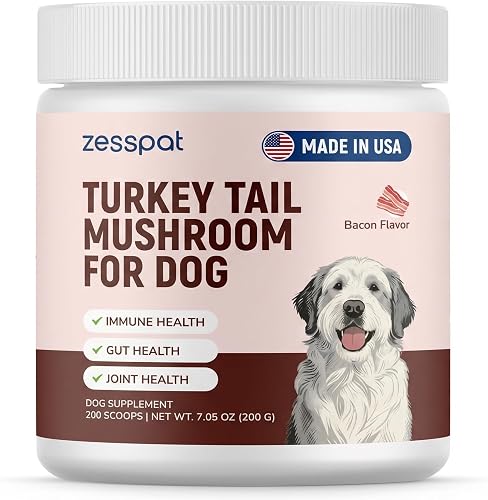 Turkey Tail Mushroom for Dogs - Premium Immune Support Supplement, Mushroom Supplement for Lumps & Bumps, Immunity, Gut, Skin & Joint Support, Natural Powder for Dogs - 200 Scoops, 7.05 oz