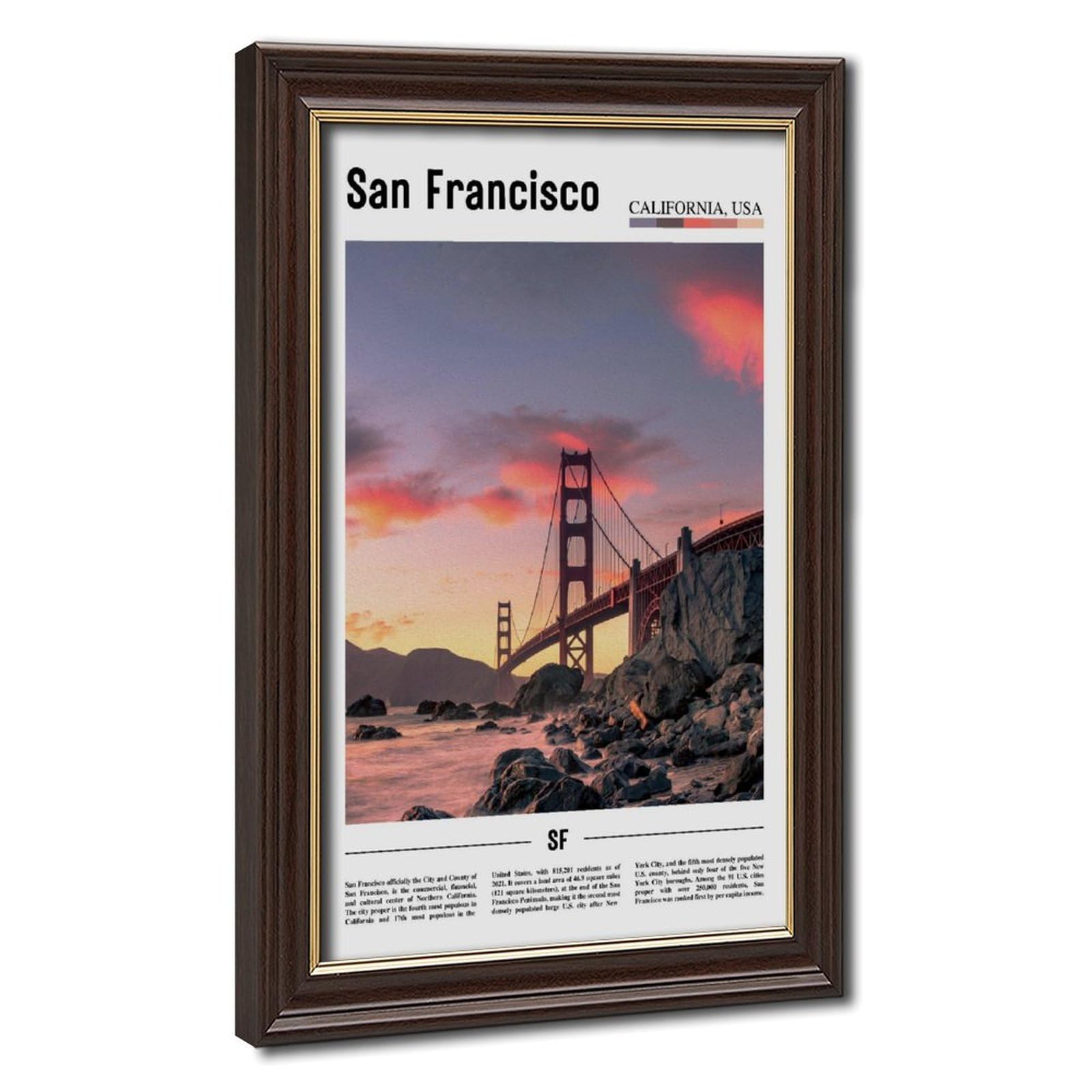 Wcyb Mokume Gane Frame San Francisco San Francisco County California Usa Scenery Travel Prints Posters Canvas Deco Paintings Wall Art For Office Living Room Hangable Frame 2