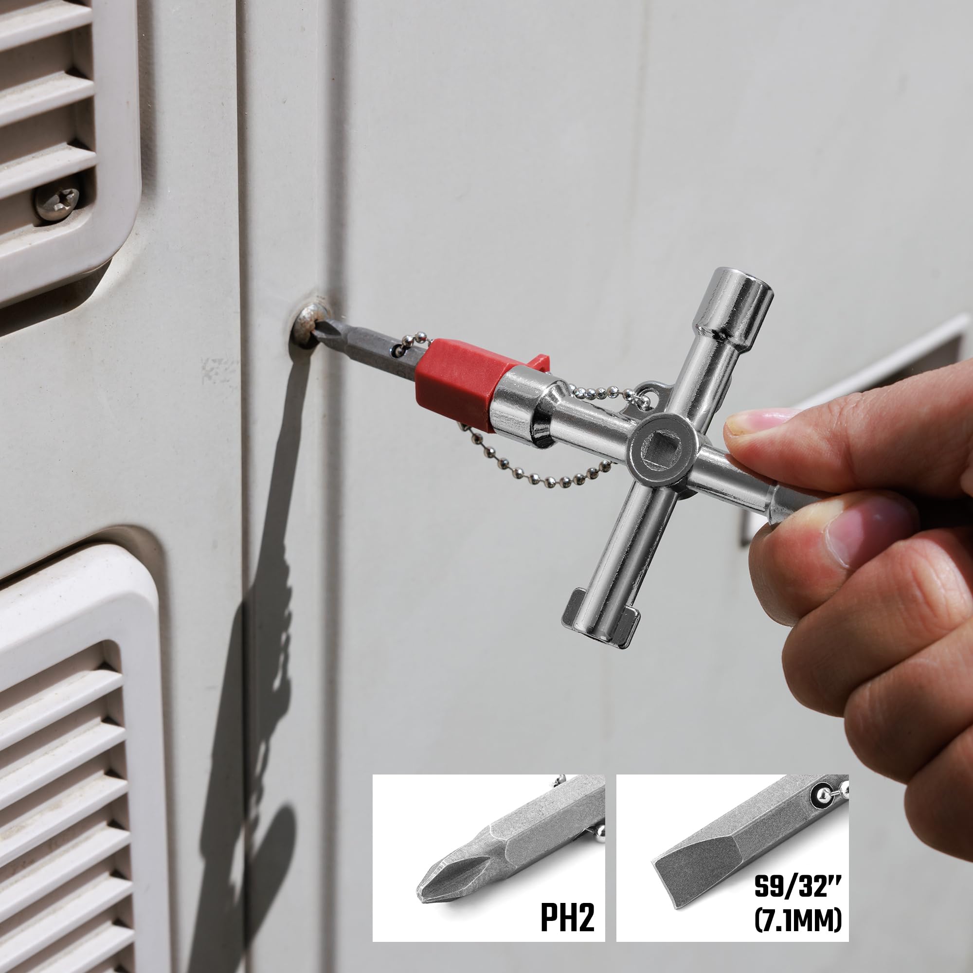 DURATECH 4 vie chiave di utilità multifunzionale con Punta, Chiave della scatola del contatore Chiave del gas per l'apertura del contatore del gas dell'acqua del gabinetto dell'ascensore elettrico