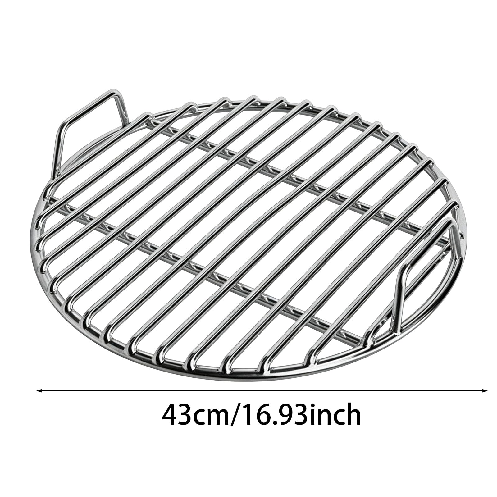 Griglia rotonda in acciaio inox con manici rimovibili per braciere barbecue, struttura in acciaio 304, diametro 28/30/33/35/38/40/43/45 cm, distribuzione uniforme del calore, facile da pulire (43 cm)