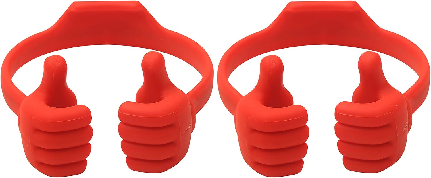 Honsky Cell Phone Stand Holder 2-Pack,Thumbs Up Lazy Phone Stand,Universal Adjustable Flexible Dock for All Phones & Tablets,Cute Stocking Stuffer Gift for Teen Girls,Red for 4"-10" Red