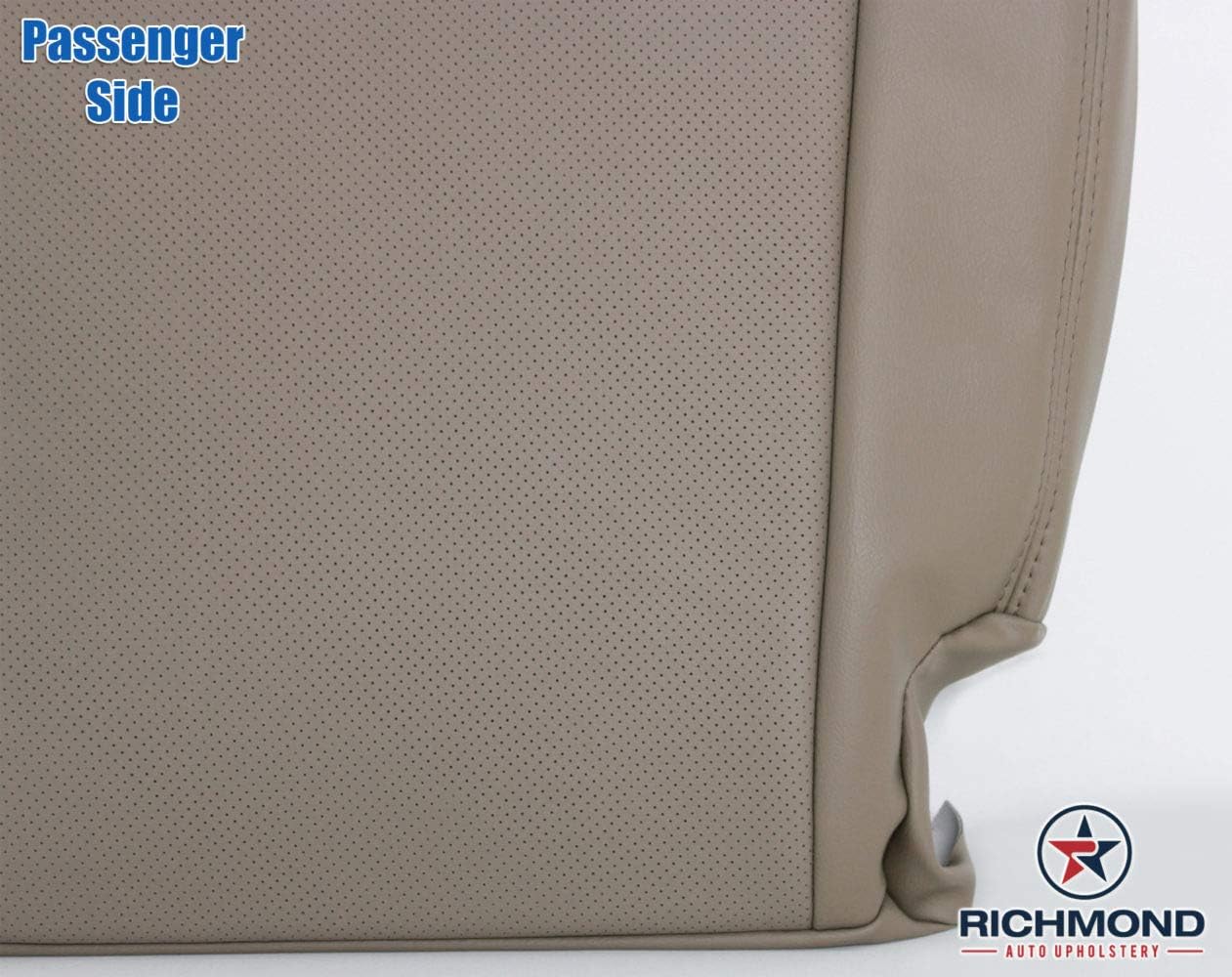 Richmond Auto Upholstery - Passenger Side Bottom Compatible with 2009-2012 Dodge Ram 1500, 2500, 3500, Replacement Leather Seat Cover Perforated, Light Pebble Tan
