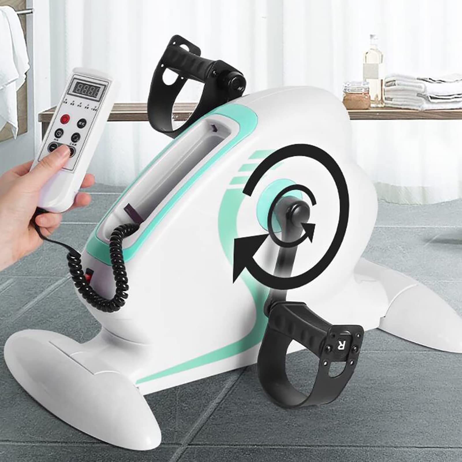 Esercitatore A Pedale,Mini Cyclette Pedale Ginnico Ciclo di Braccia E Gambe Cyclette Esercitatore A Pedale Elettrico per Anziani Fisioterapia Esercizio Fitness Palestra